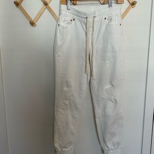 INC White Distressed Jogger Pants
